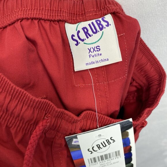 S.C.R.U.B.S. Drawstring Mid-Rise Straight Leg Pants Women Sz XXS Petite Red New - Picture 7 of 15